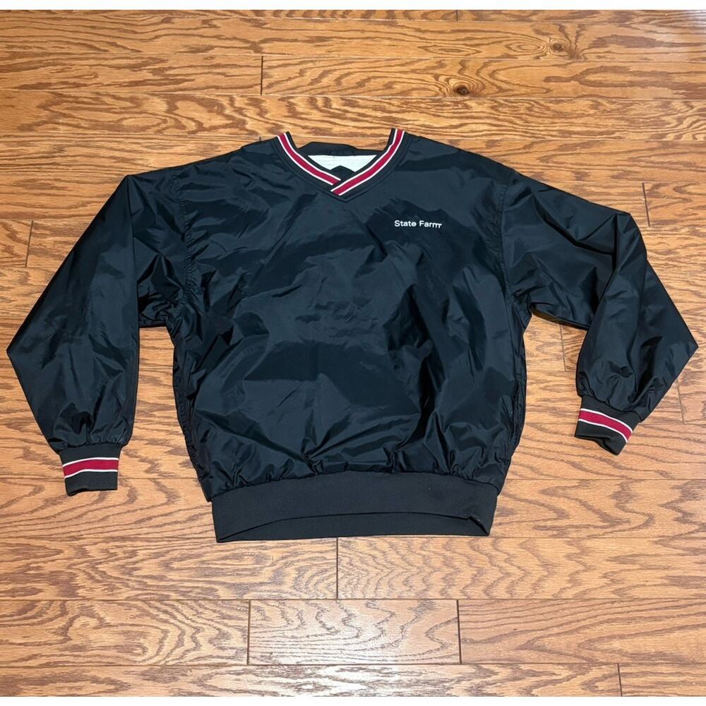 Vintage State Farm Black Red Pullover Port & Company Windbreaker Jacket, Sz S